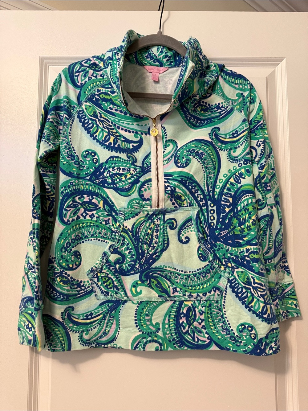 Lilly Pulitzer Green & Blue Paisley Quarter-Zip Pullover
